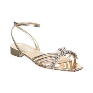 Alexandre Birman Iggy Crystals Leather Flat, Brown